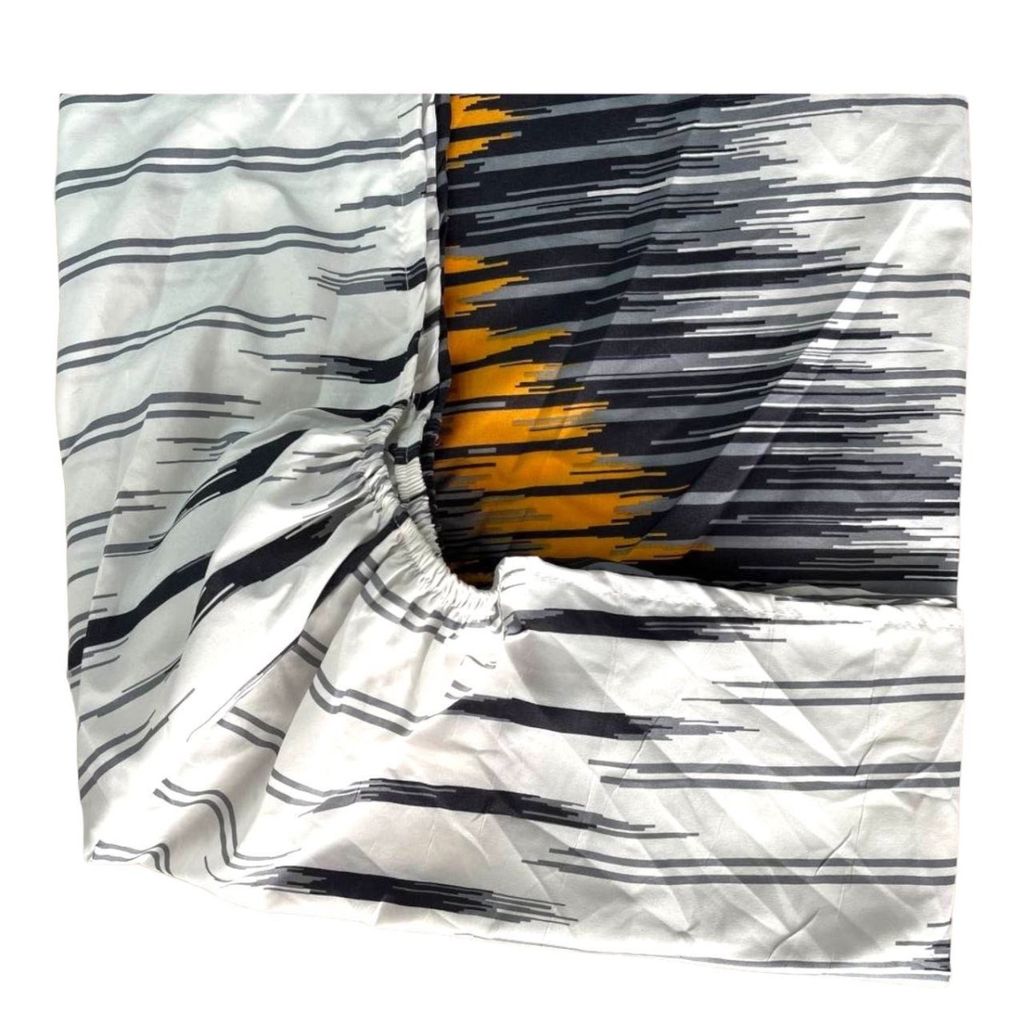 فروش اینترنتی ملحفه کشدار تک نفره طرح آبشار رنگی | روتختی کشدار زرد و سیاه