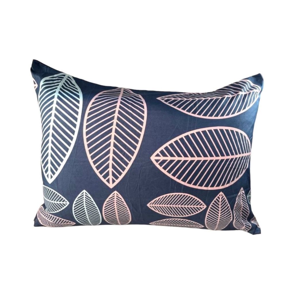 قیمت ملحفه تشک کشدار یکنفره مدل برگ‌ ماکااو - طرح برگ‌های طوسی و آبی