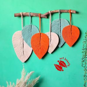 برگ مکرومه دکوراتیو با چوب طبیعی طرح سرو