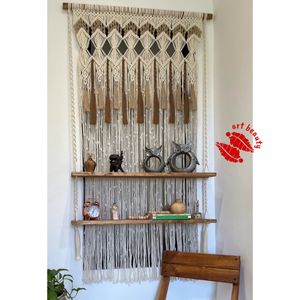 شلف چوبی شاهانه‌ مکرومه بافی مدرن طرح سالار