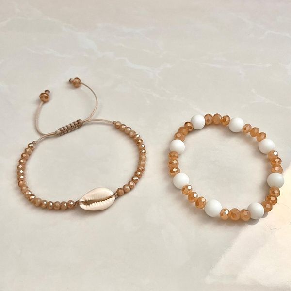 دستبند دست ساز دو لاین طرح صدف - sadafbra -  dastband - 001