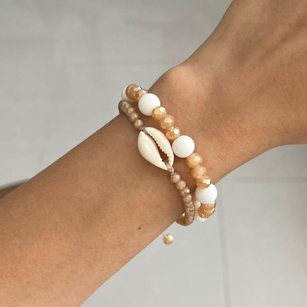 دستبند دست ساز دو لاین طرح صدف - sadafbra -  dastband - 001