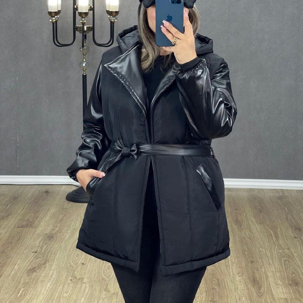 فروش اینترنتی کاپشن زنانه طرح چرم و ضد آب