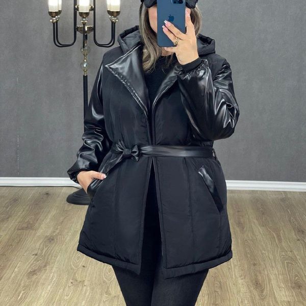 کاپشن زنانه طرح چرم و ضد آب