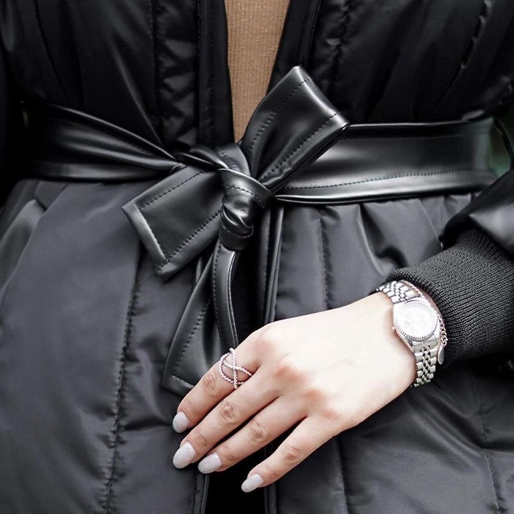 مشخصات کاپشن زنانه طرح چرم و ضد آب