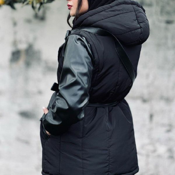 کاپشن زنانه طرح چرم و ضد آب