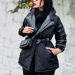 خرید آنلاین کاپشن زنانه طرح چرم و ضد آب