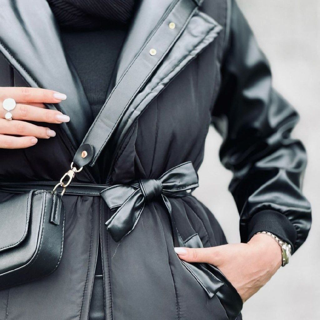 خرید انلاین کاپشن زنانه طرح چرم و ضد آب