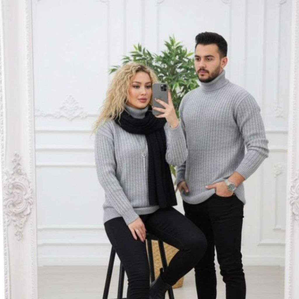 خرید آنلاین بافت مردانه طرح یقه اسکی لاینی