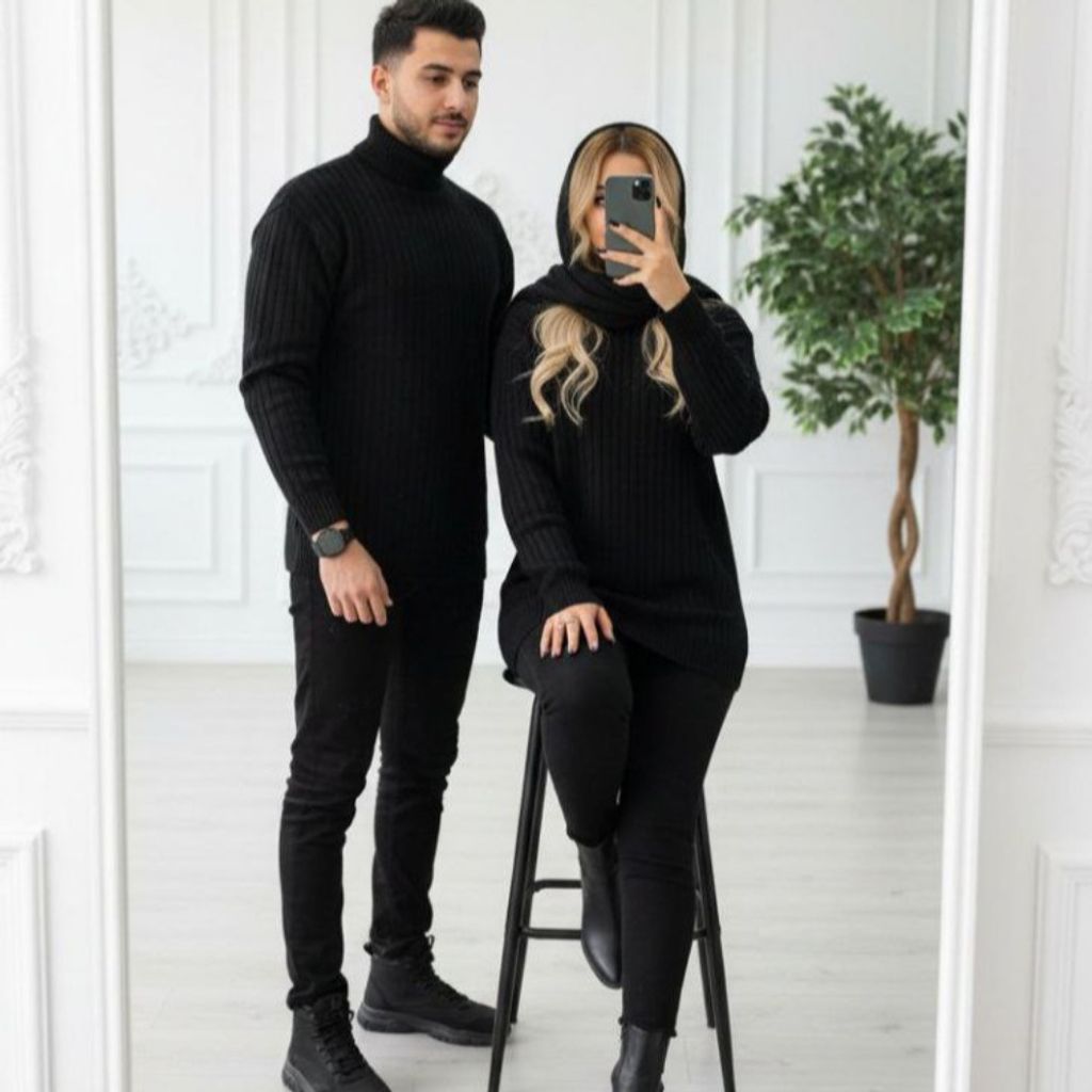 خرید آنلاین بافت مردانه طرح یقه اسکی لاینی