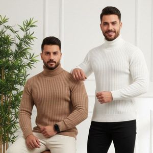 فروش اینترنتی بافت مردانه طرح یقه اسکی لاینی