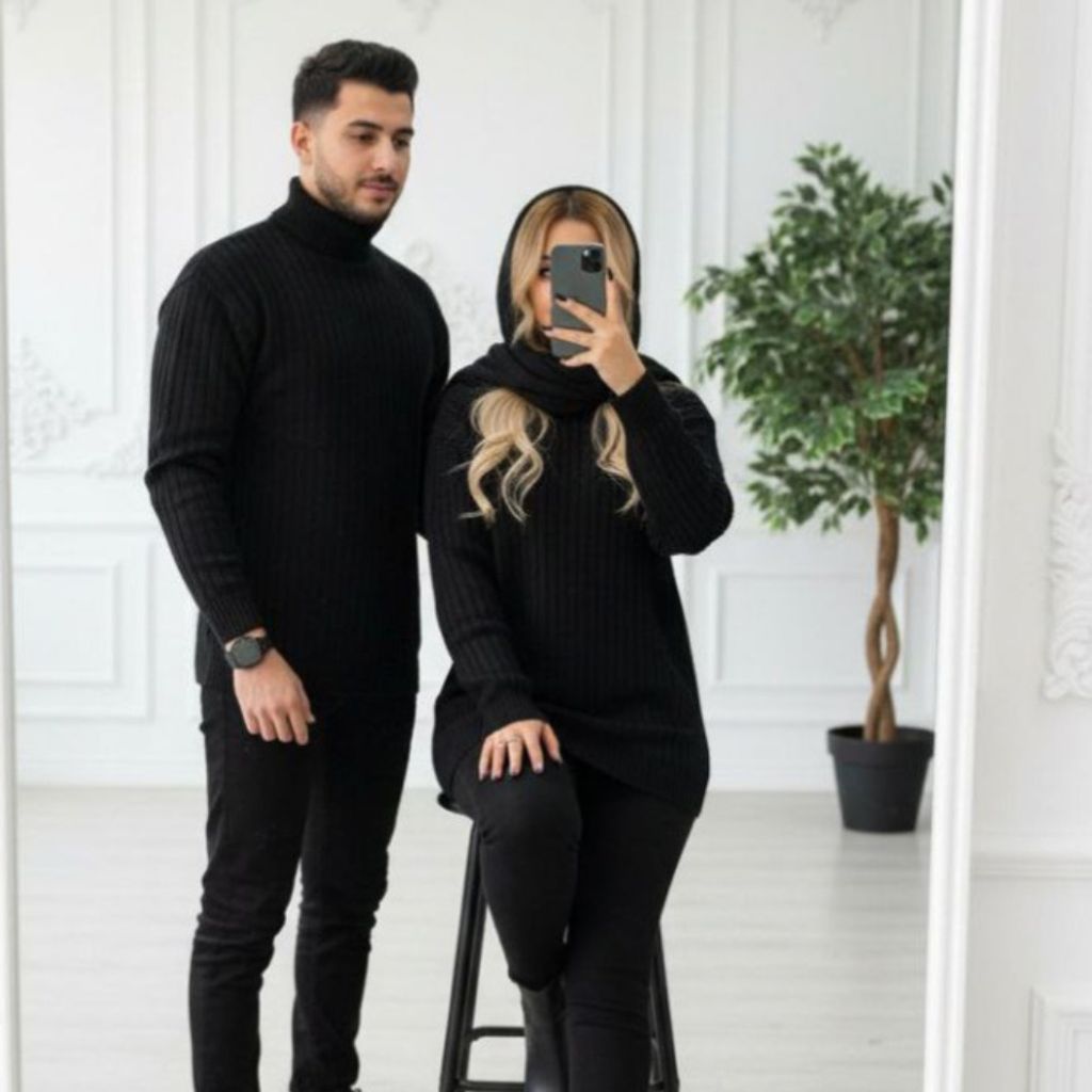 خرید آنلاین بافت زنانه طرح یقه اسکی لاینی