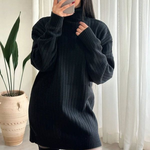 بافت زنانه طرح یقه اسکی لاینی