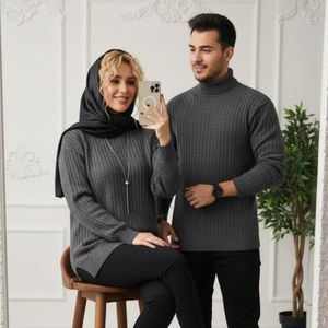 فروش اینترنتی بافت زنانه طرح یقه اسکی لاینی