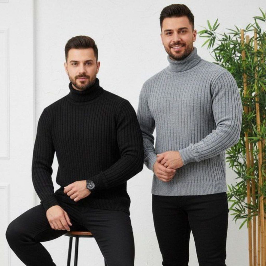 خرید انلاین بافت زنانه طرح یقه اسکی لاینی