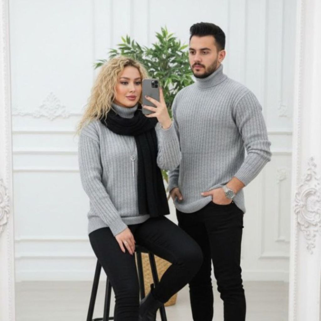 قیمت ارزان بافت زنانه طرح یقه اسکی لاینی