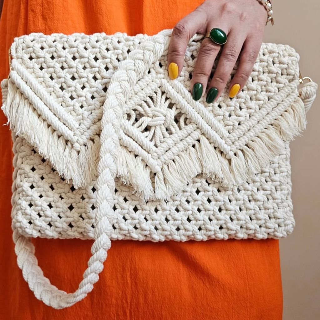 فروش اینترنتی کیف دستی زنانه مکرومه بافی