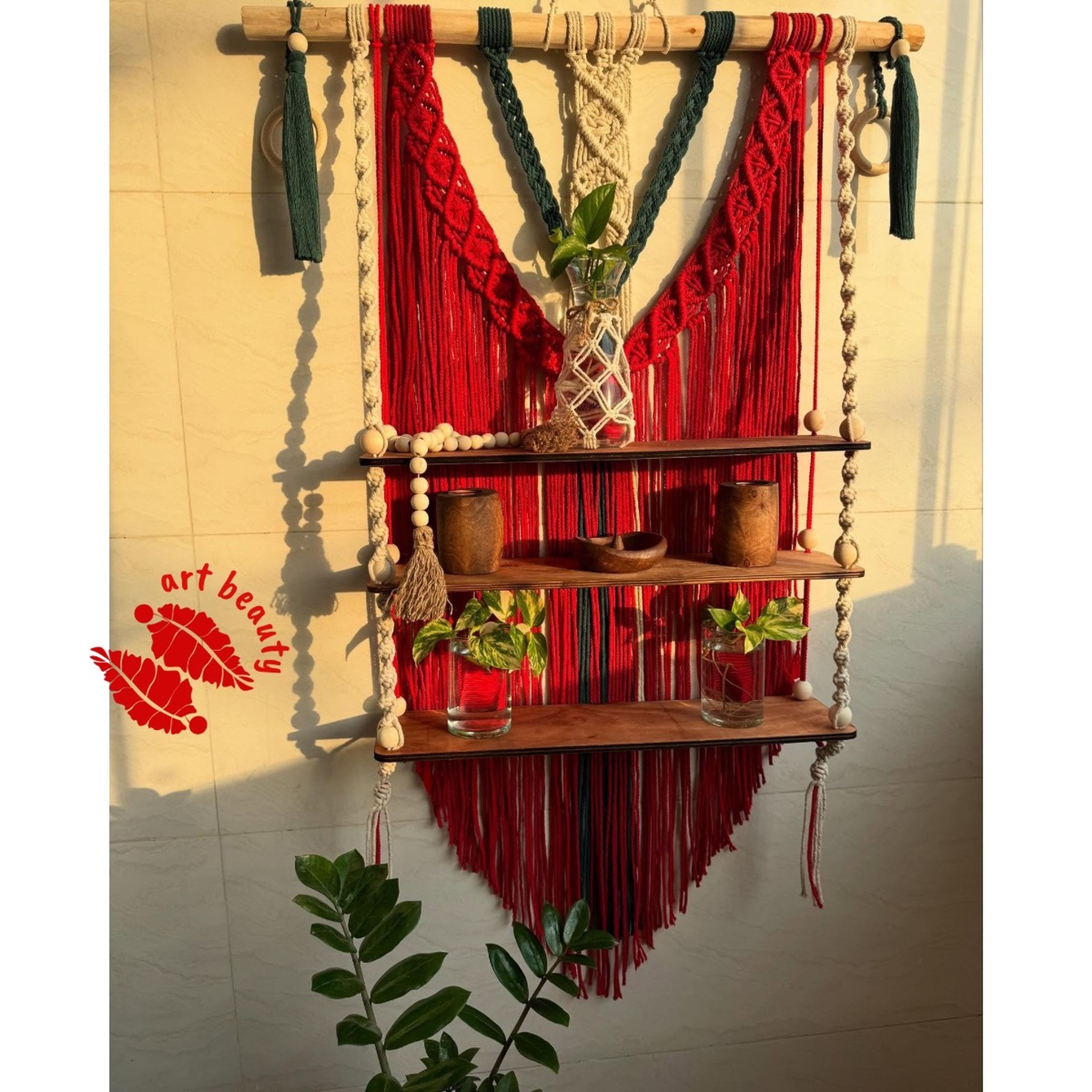 مشخصات شلف سه طبقه کاربردی مکرومه بافی مدل غزل