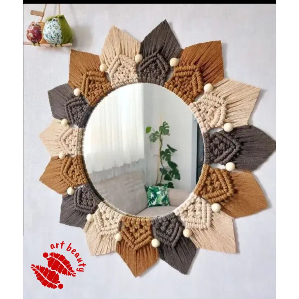 خرید انلاین قاب اینه مکرومه بافی رنگی مدل آرمان