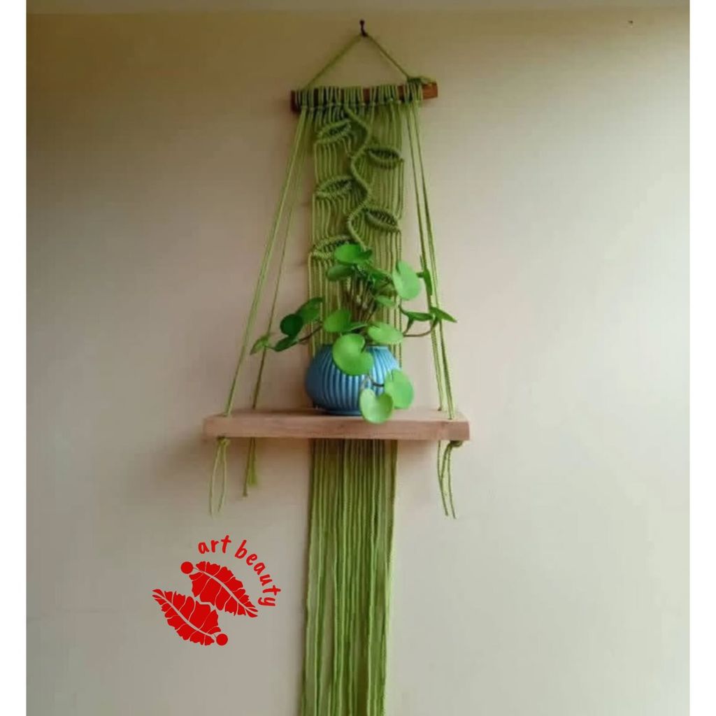 مشخصات دیوارکوب شلف جوانه مکرومه طرح پیچک