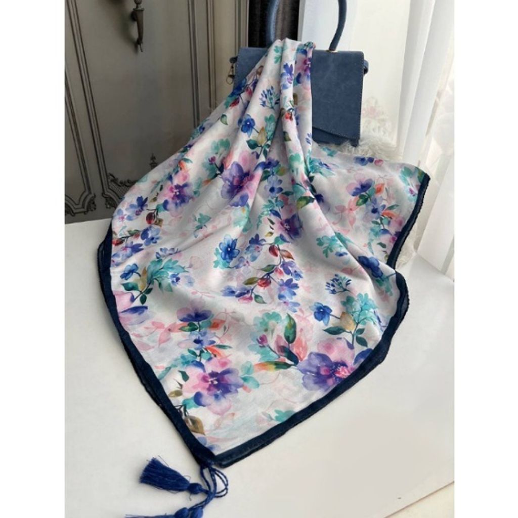 قیمت روسری نخی قواره 140 نخ گلوریا مدل آبرنگ