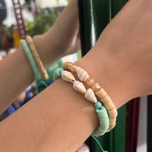 دستبند دست ساز دو لاین با مهره - sadafbra - dastband - 007