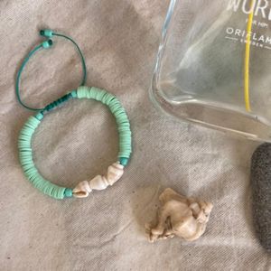 قیمت دستبند دست ساز دو لاین با مهره - sadafbra - dastband - 007