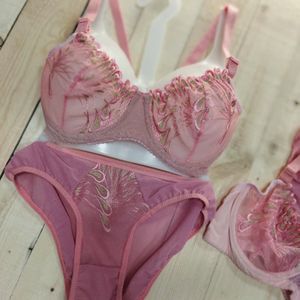 خرید اینترنتی ست شیشه ای صورتی گلدوزی