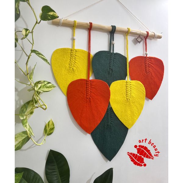 دیوارکوب پاییزی مکرومه بافی طرح غروب