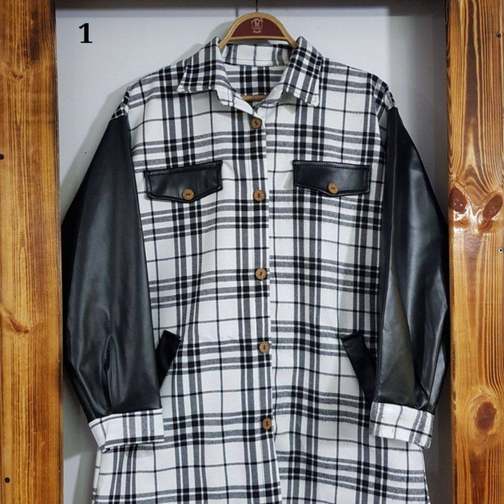 خرید انلاین شکت چهارخونه آستین چرم