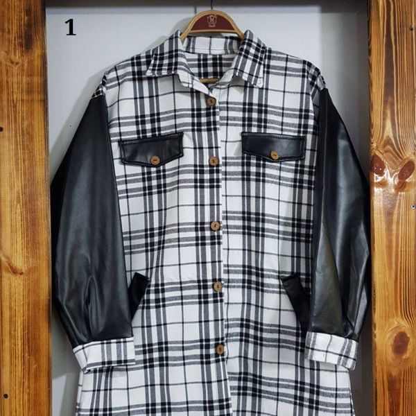 شکت چهارخونه آستین چرم