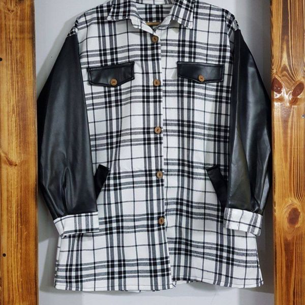 شکت چهارخونه آستین چرم