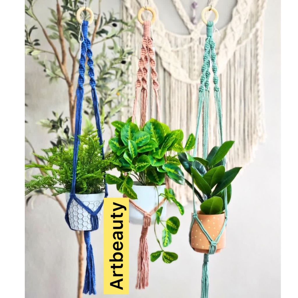 خرید انلاین نگهدارنده گلدان مکرومه بافی طرح کوکب