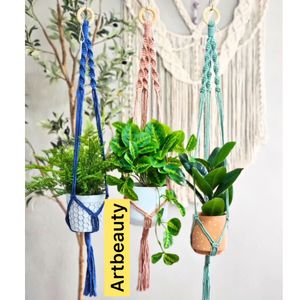 نگهدارنده گلدان مکرومه بافی طرح کوکب