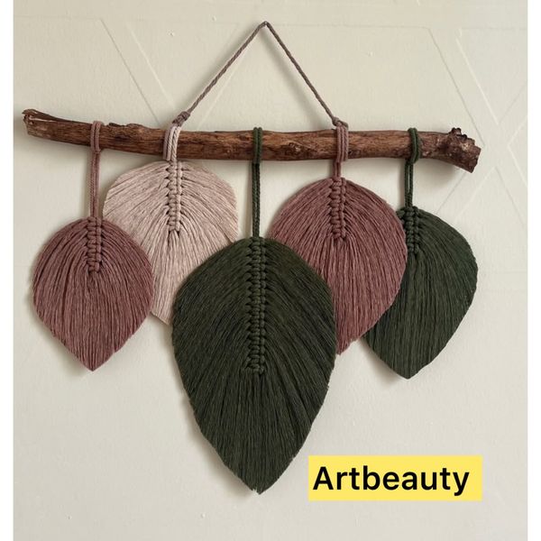 دیوارکوب برگ دکوری مکرومه بافی طرح الارا