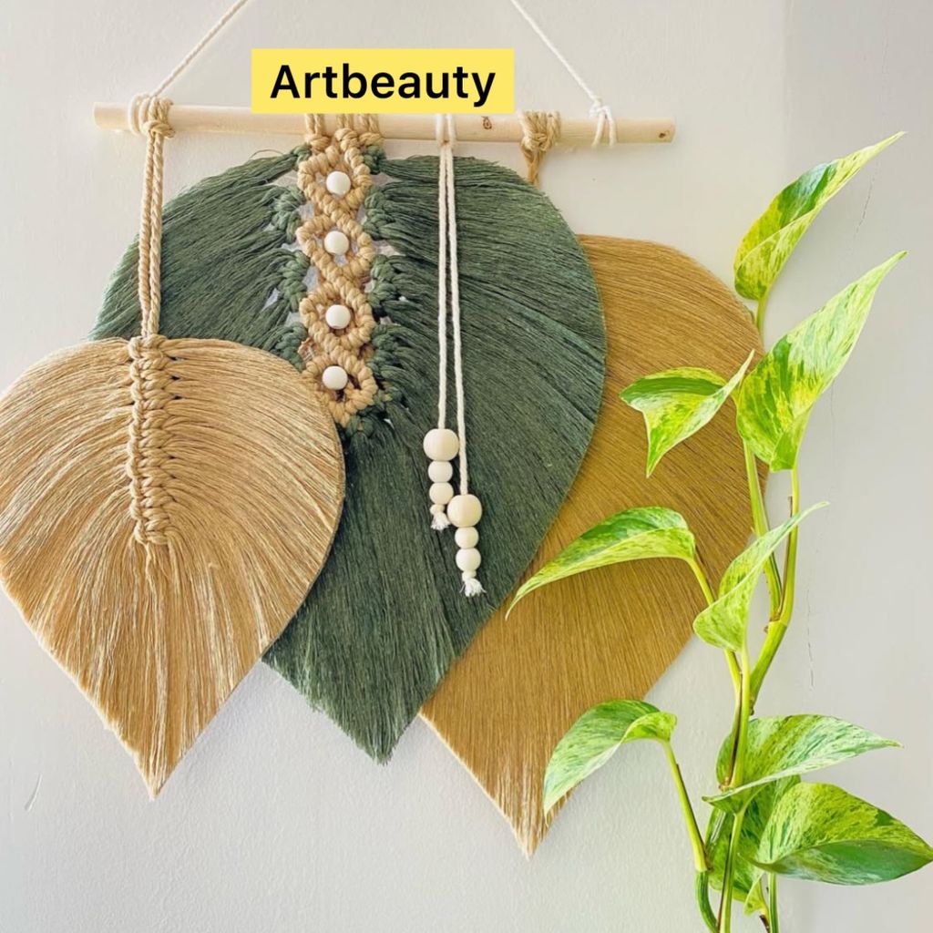 فروش اینترنتی دیوارکوب مکرومه با چوب طبیعی مدل شکوه