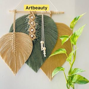 دیوارکوب مکرومه با چوب طبیعی مدل شکوه