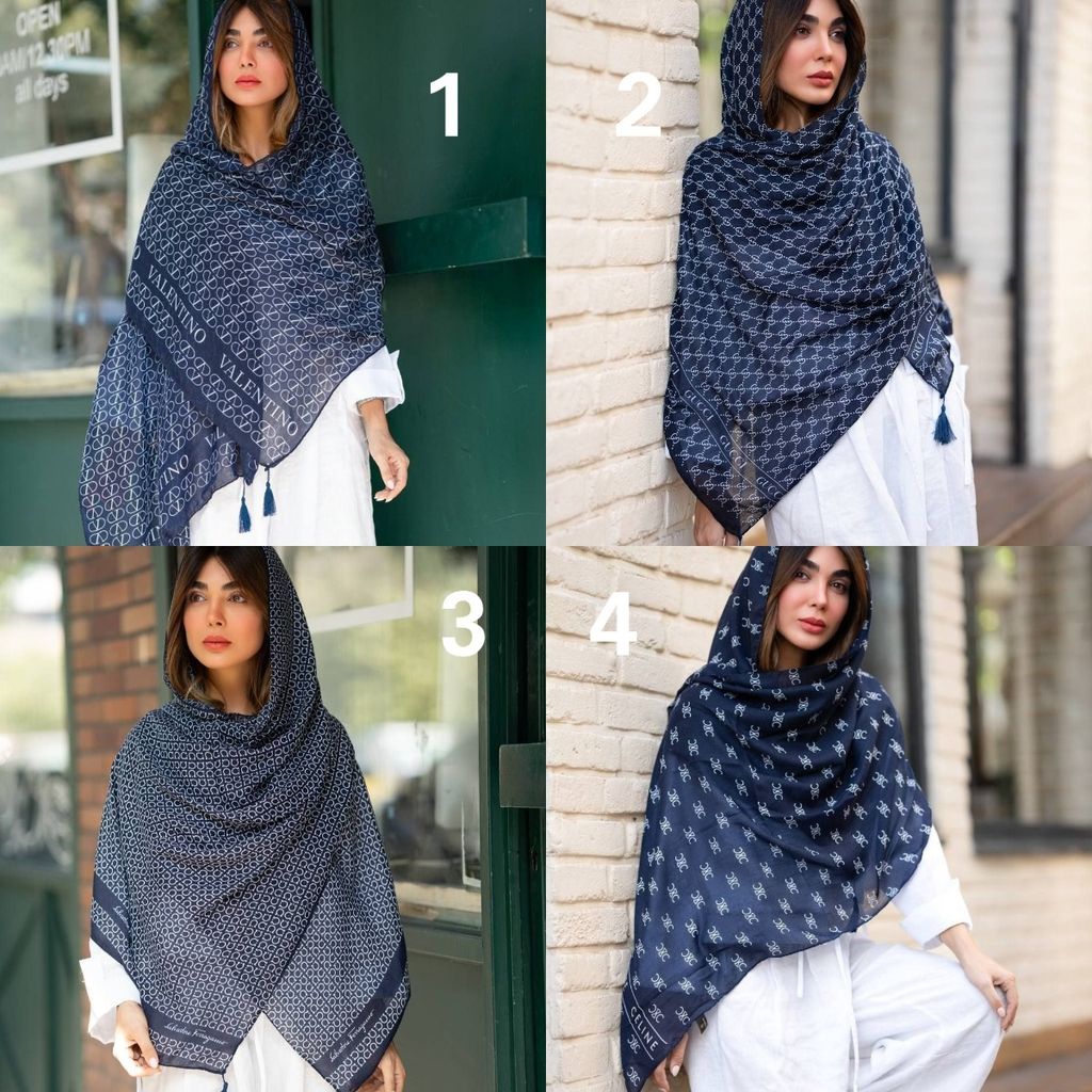 خرید اینترنتی شال نخ پنبه چهارفصل طرحدار