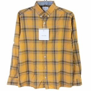 فروش اینترنتی پیراهن مردانه اسپورت چهارخونه خردلی