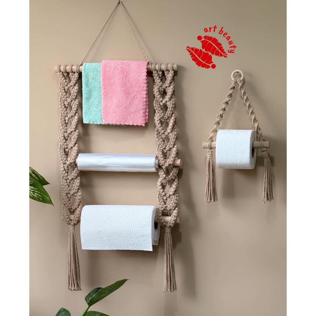 خرید انلاین ست دو عددی هولدر دستمال مکرومه طرح نازنین