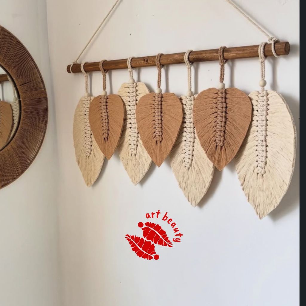 قیمت ارزان دیوارکوب برگ مکرومه بافی دکوراتیو طرح هانیا