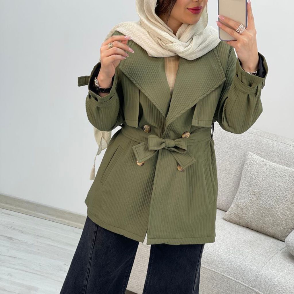 خرید اینترنتی بارانی  زنانه آستردار طرح هانی