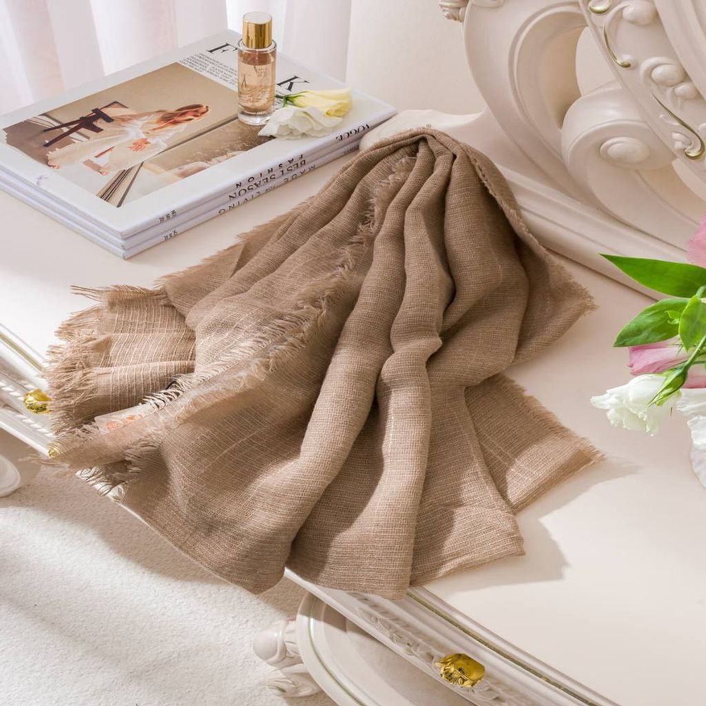 خرید اینترنتی قیمت شال زنانه کنفی پاییزه دور ریش