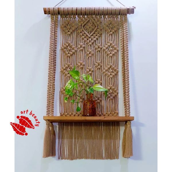 شلف چوبی مکرومه بافی طرح راحیل