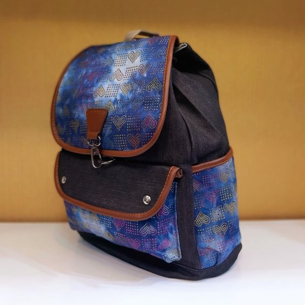 کوله پشتی جین طرح قلب رنگی