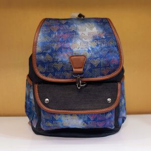 کوله پشتی جین طرح قلب رنگی