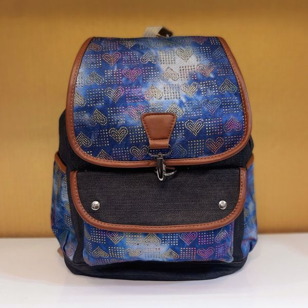 کوله پشتی جین طرح قلب رنگی