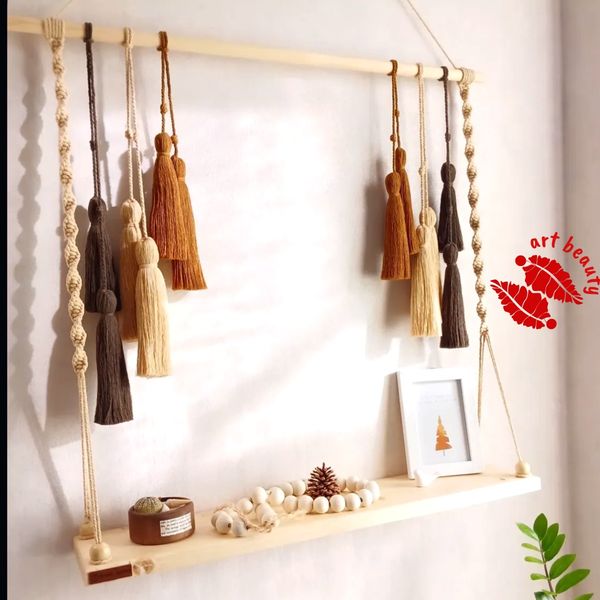 شلف منگوله دار مکرومه بافی مدل رعنا