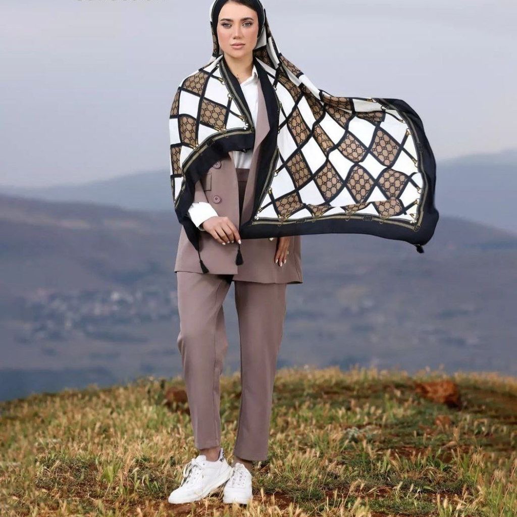 مشخصات شال نخ اسپان طرحدار زنانه شیک 😍