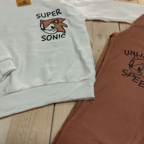 بلوز شلوار بیسکویتی سوپر سونیک پسرانه